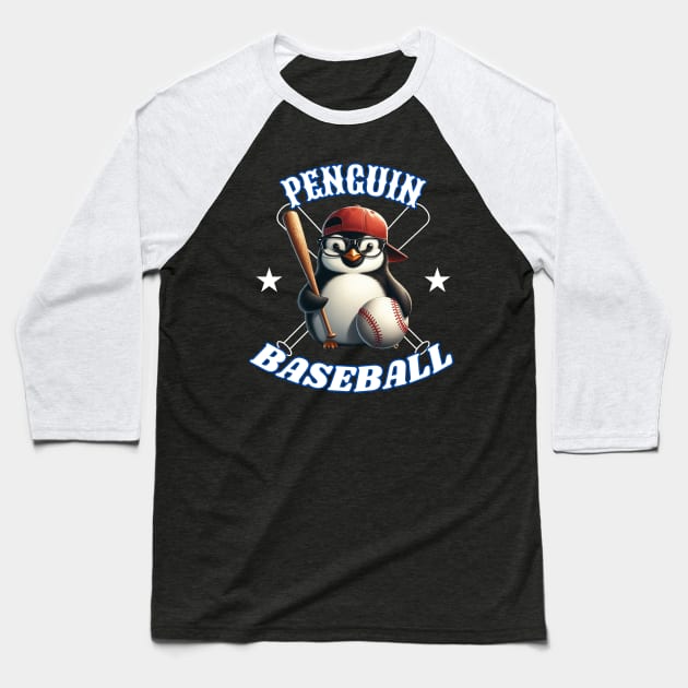 penguin baseball Baseball T-Shirt by jijo.artist